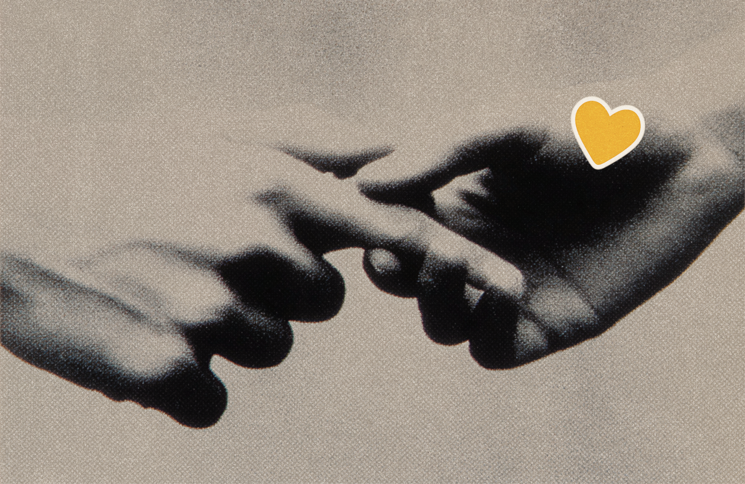 Illustration featuring two hands gently touching